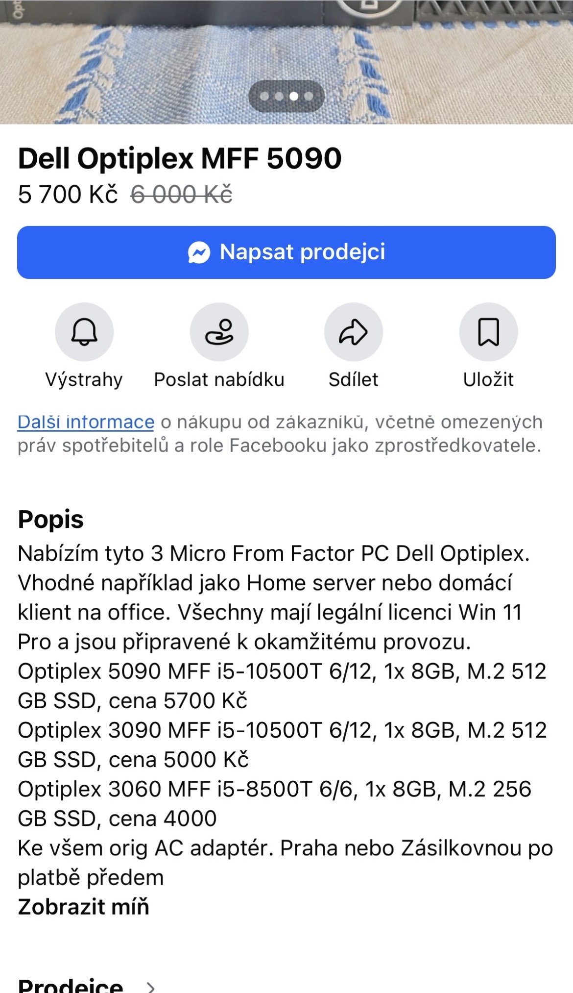 Dell OptiPlex 5090 on Facebook Marketplace — 5700 Kč